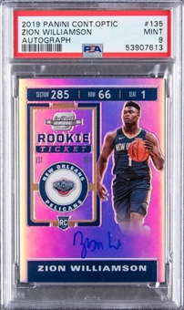 2019-20 Panini Contenders Optic Rookie Ticket #135 Zion Williamson Signed Rookie Card - PSA MINT 9